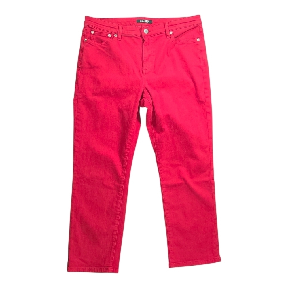 Lauren Ralph Lauren Red Premier Straight Crop Pants Size 14P